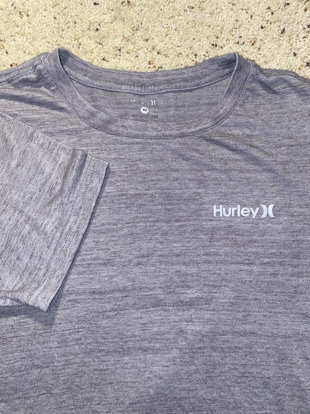 Hurley Mens Small Gray Polyester Performance Moisture Wicking Logo Tee Shirt